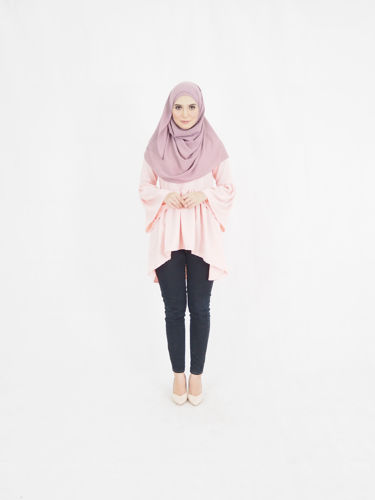 SW5374 PLUS SIZE FISHTAIL BLOUSE PEACH